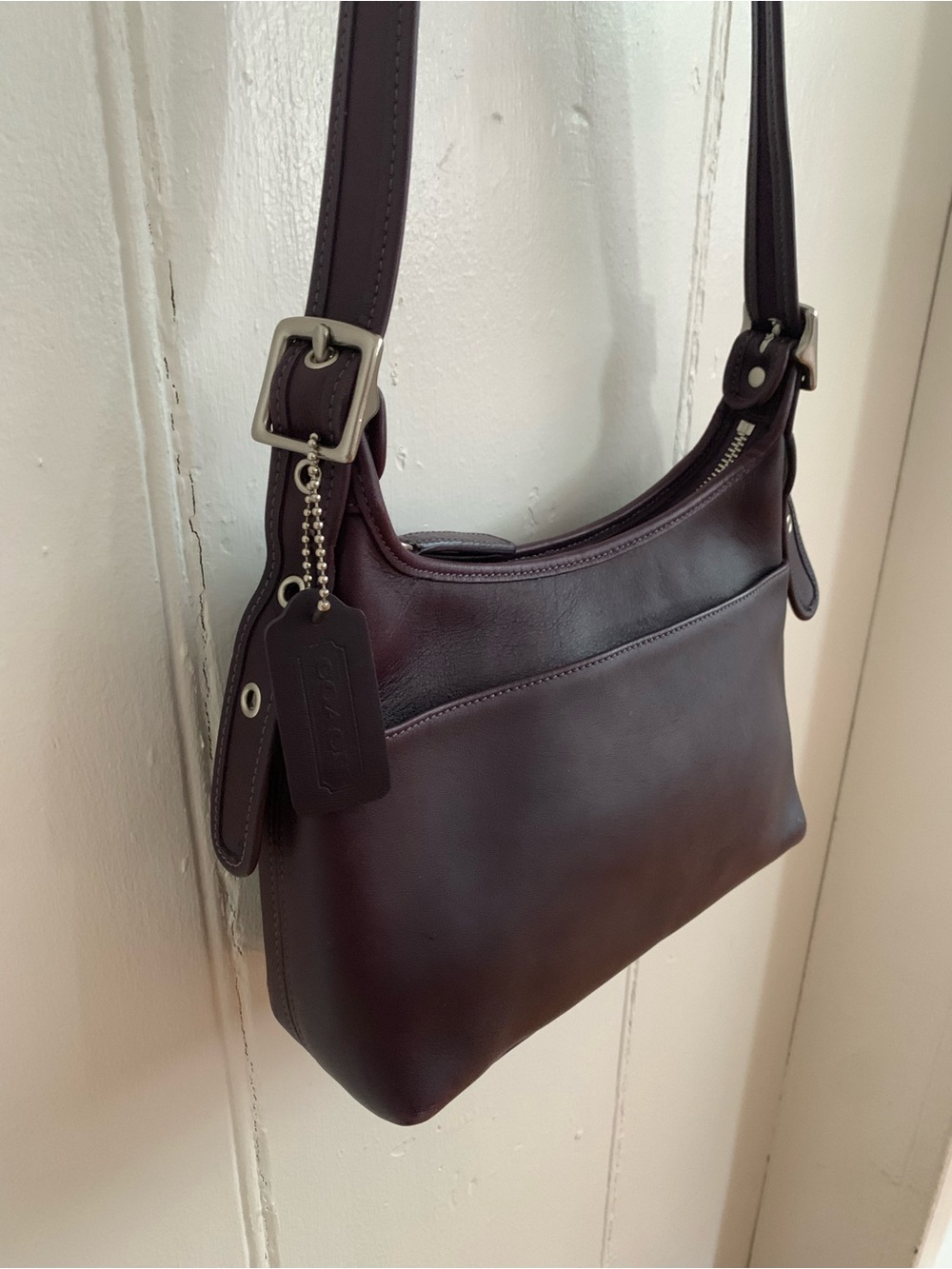 Rare Aubergine Vintage Coach 9136 Legacy Small Pocket Hobo Bag 9136
